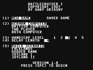 Battle Cruiser title screen for Commodore 64